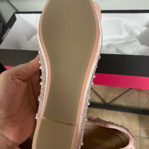 Elegant Pink pearl bow Flat shoes - Picture 6 of 7